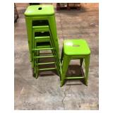 Green Metal Counter Stools Lot of 5 24 In