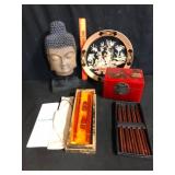 Asian Decor Lot 5 Pieces Buddha and Lacquer