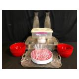 Lot of Serving Dishes and Buffet Server