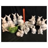 White Ceramic Rabbit Decor Lot of 16