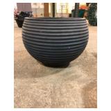 Black Ribbed Round Garden Planter