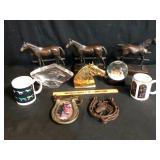 Lot of 10 Equestrian Decor Items and Mugs