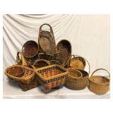 Large Lot of Woven Wicker and Wood Baskets