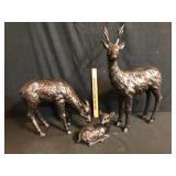 Lot of 3 Bronze Finish Deer Family Sculptures