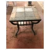 Slate Tile Top Metal Side Table Square
