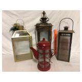 Lot of 4 Decorative Metal Candle Lanterns