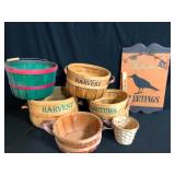 Lot of 6 Fall Harvest Baskets and Crow Sign