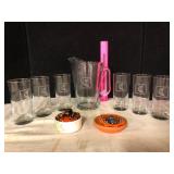 Halloween Witch Pitcher 6 Glasses and 2 Candles