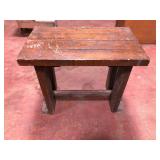 Rustic Wood Plank Top Bench Side Table