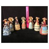 Lot of 7 Resin Victorian Lady Figurines