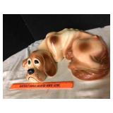 Large Ceramic Sad Eyed Hound Dog Figurine