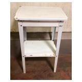 Vintage White Painted Metal 2 Tier Side Table