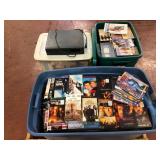 Magnavox VCR with 3 Totes of VHS and DVDs