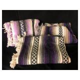 Lot of 3 Purple Mexican Falsa Blankets