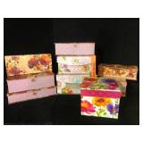 Lot of 10 Floral Decorative Storage Boxes