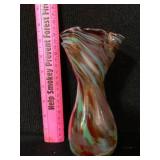 Hand Blown Multicolor Art Glass Vase 8 in