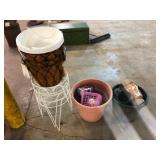 Lot of Garden Planters Gnomes and Plant Stand