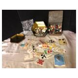 Large Lot of Vintage Buttons and Tins