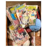 Box Lot of Yarn and Vintage Crochet Pattern Books