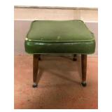 Mid Century Green Vinyl Footstool 15 in