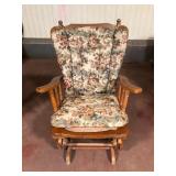 Maple Glider Rocker with Floral Cushions