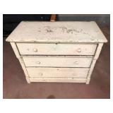 Antique 3 Drawer Chest in Old White Paint