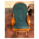 Oak Glider Rocker Chair Green Cushions