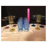 Colored Glass Lot of 12 With Zodax Stemware