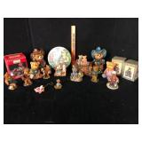 Lot of 18 Teddy Bear Figurines and Trinket Box