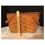 Vintage Woven Wood Splint Picnic Basket