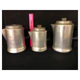 Lot of 3 Vintage Aluminum Coffee Percolators