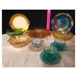 Lot of 12 Carnival and Pressed Glass Pieces