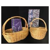Two Wicker Baskets and Two New Tote Bags