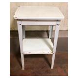 Vintage White Painted Metal 2 Tier Side Table