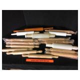 Lot of 18 Wood and Plastic Rolling Pins