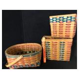 Lot of 3 Painted Patriotic Splint Wood Baskets