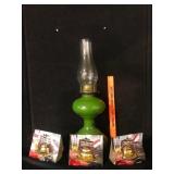 Green Oil Lamp With 3 Replacement Burners