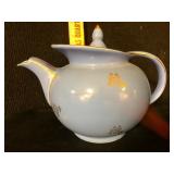 Hall China Windshield Teapot Blue with Gold