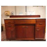 Vintage Wood Kitchen Base Cabinet 60 in