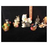 Resin and Ceramic Cat Figurines Lot of 10
