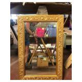Gold Tone Wall Mirror With Molded Flower Frame