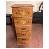 Narrow 5 Drawer Pine Chest Wheat Design