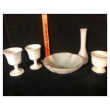 Lot of 5 Vintage Milk Glass Pieces Grape Design