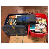 Sanyo DVD VCR Combo and 2 Totes of VHS