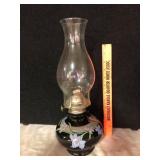 Kaadan Black Glass Floral Oil Lamp