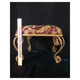 Gold Metal Scroll Footstool With Tapestry Top