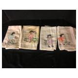 Set of 4 Embroidered Flour Sack Dish Towels