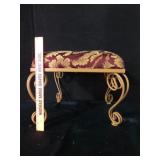 Gold Metal Scroll Footstool With Tapestry Top