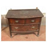 Antique Oak Bow Front Chest of Drawers