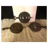 Lot of 3 Cast Iron Stove Pipe Dampers Griswold